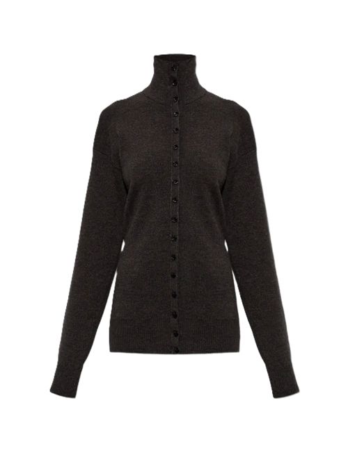 Cardigan in lana con bottoni Lemaire | PO0047 LK1070BK674 BLACKMELANGE